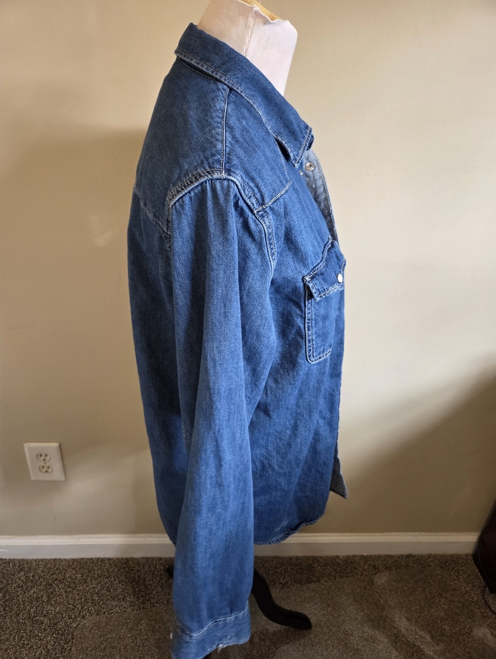 Zara Blue Denim Button-Down Shirt - Picture 11 of 15